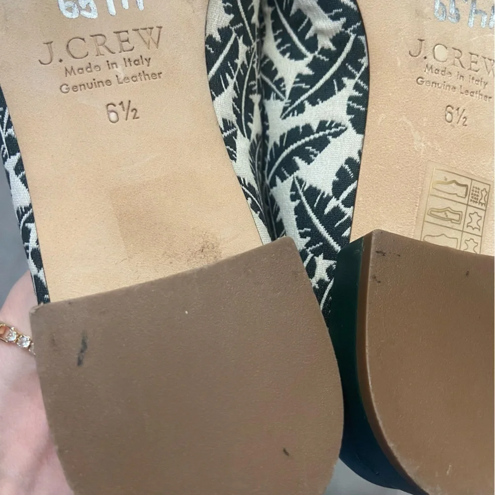 J. Crew Women's Cream Green Banana Leaf Print Loafers